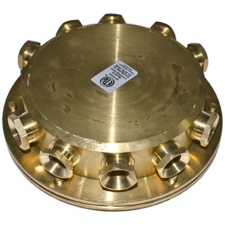 Dabmar Lighting Dabmar Lighting UWB-10 10Ways Underwater Junction Box; Brass - 1.58 x 5.50 x 5.50 in. UWB-10